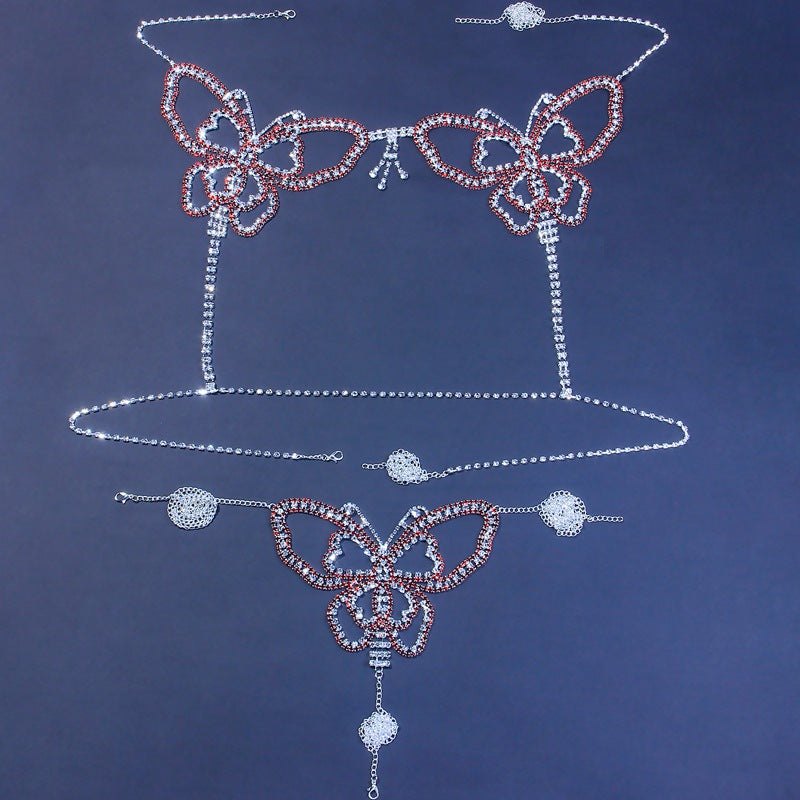 Butterfly rhinestone body chain accessory, photo 4