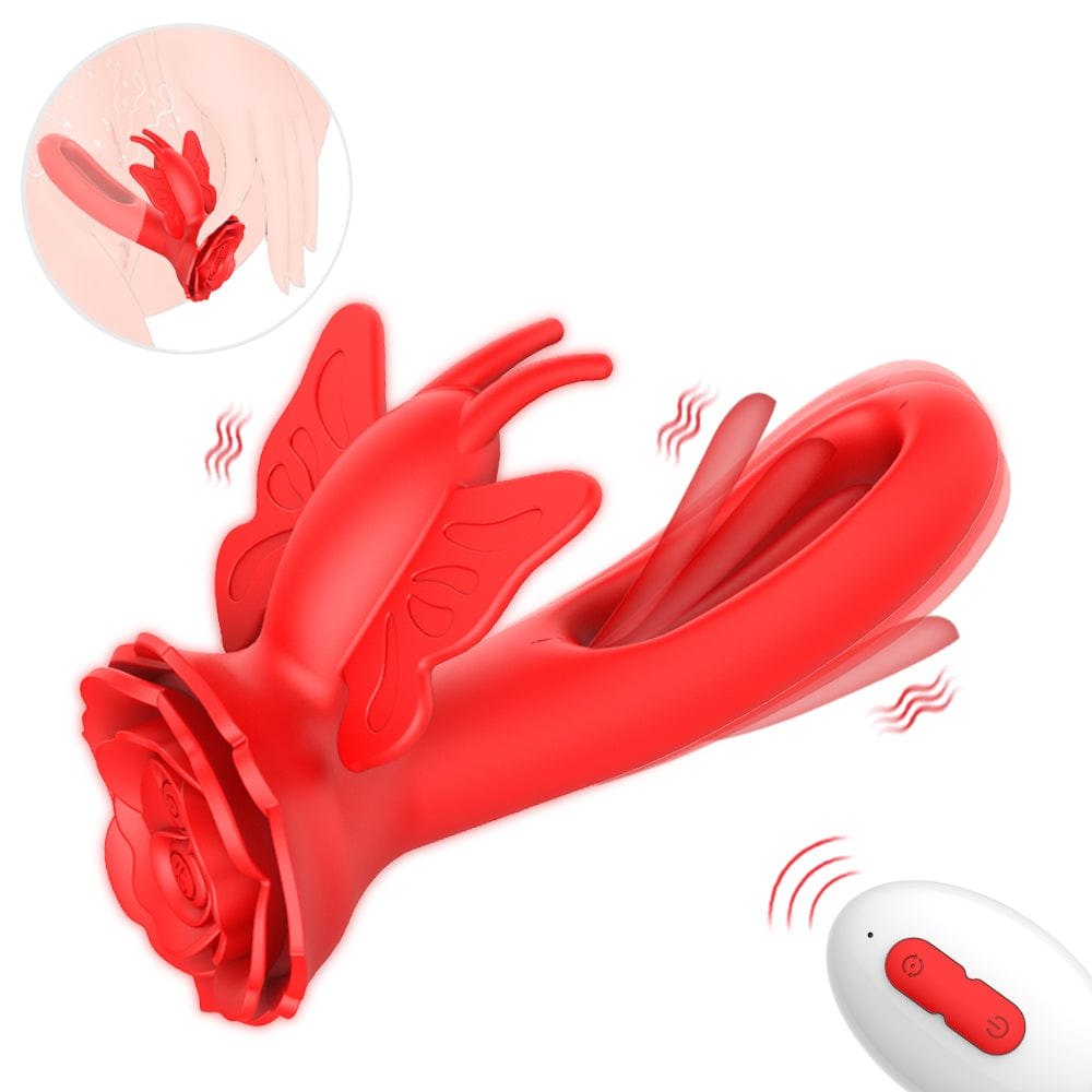 Red butterfly rose rabbit vibrator