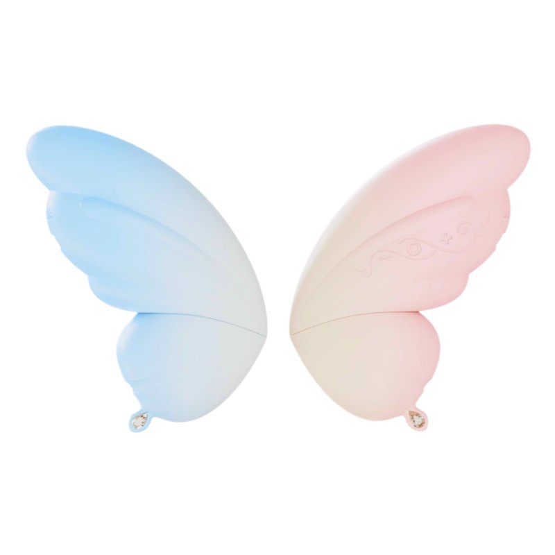 Pink + Blue Suit butterfly wing clitoral suction vibrator
