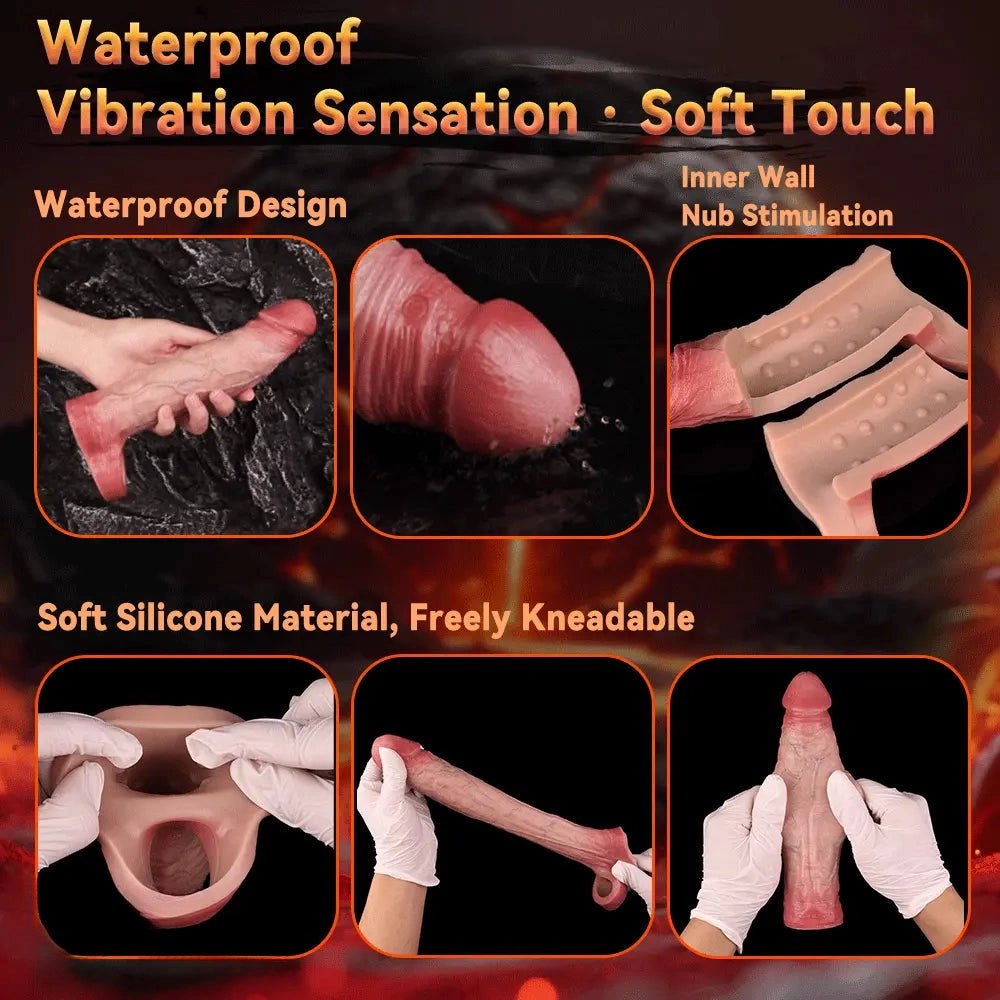 Flesh silicone vibrating dildo with control button, photo 8