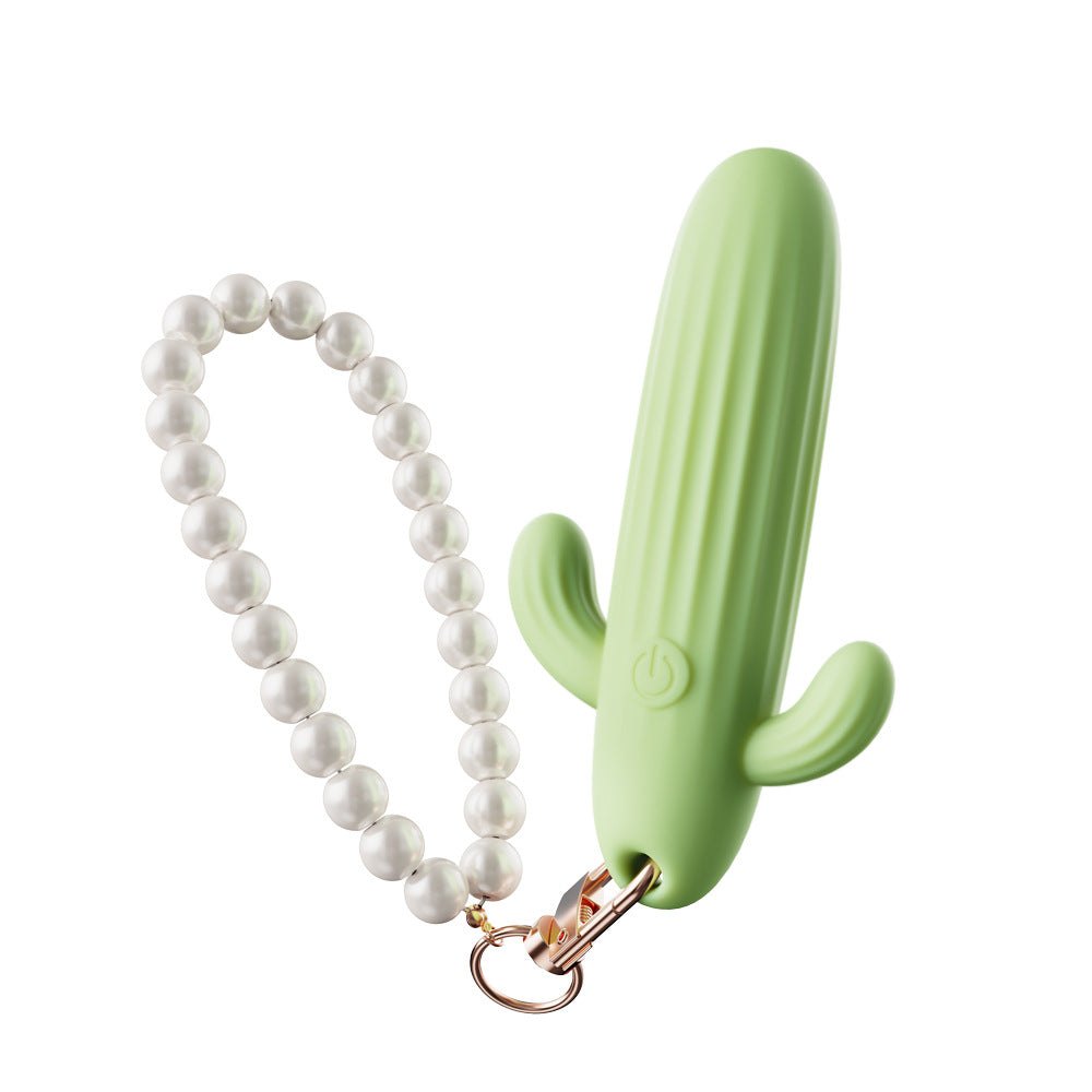 Cactus pendant mini vibrator with pearl chain, photo 1
