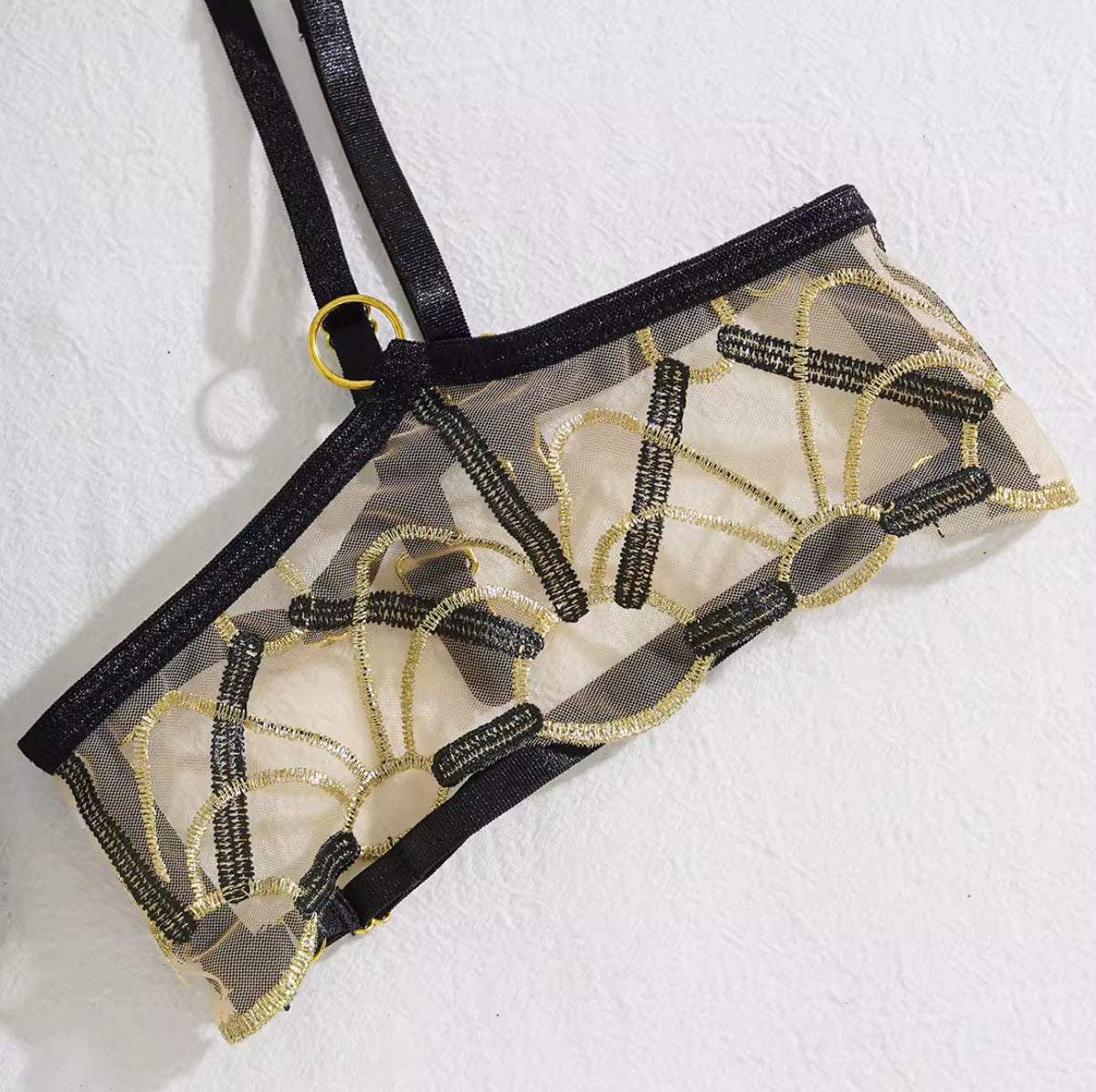 Cage mesh gold chain garter set, photo 7