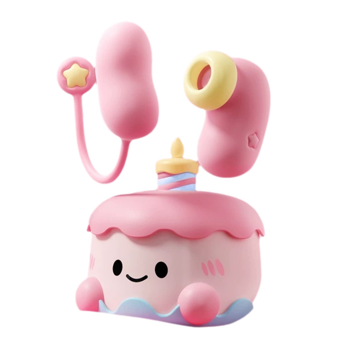 Pink cake-shaped suction egg vibrator set, photo 1