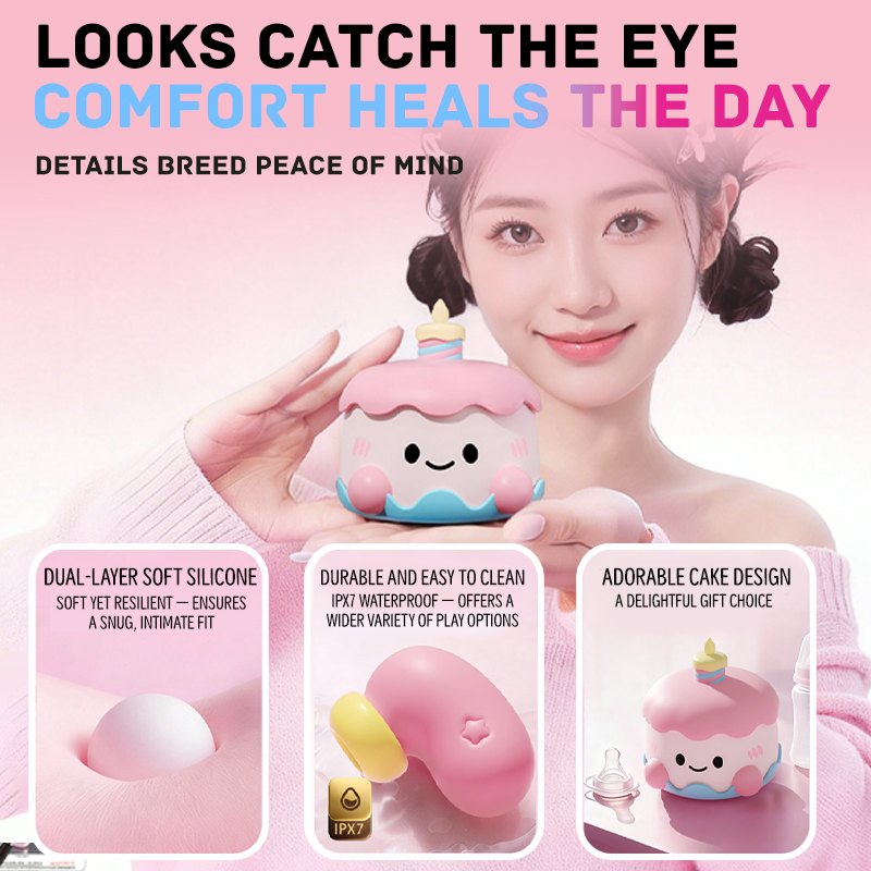 Pink cake-shaped suction egg vibrator set, photo 4