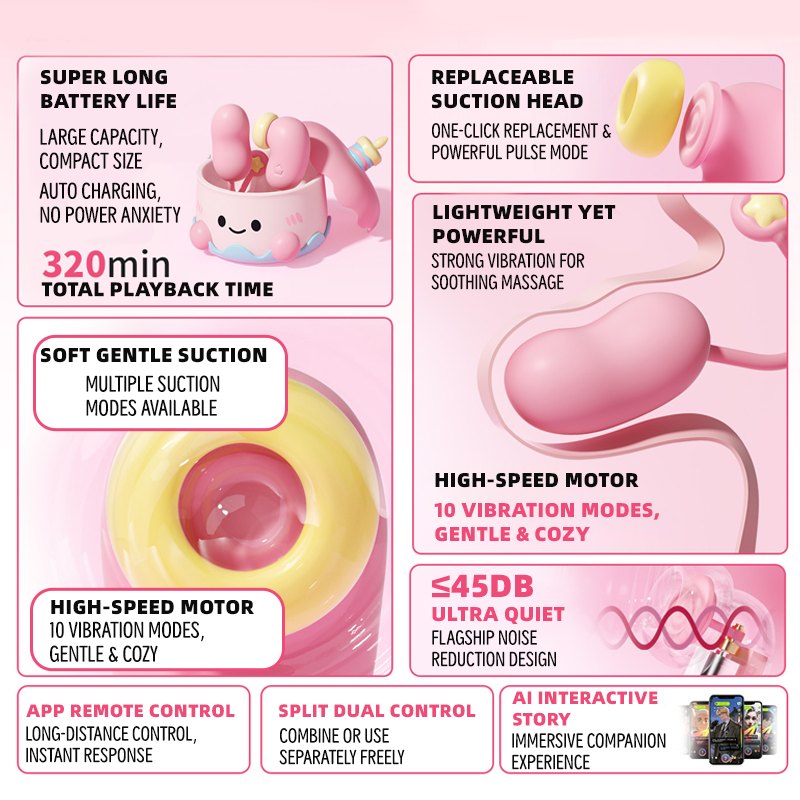 Pink cake-shaped suction egg vibrator set, photo 5