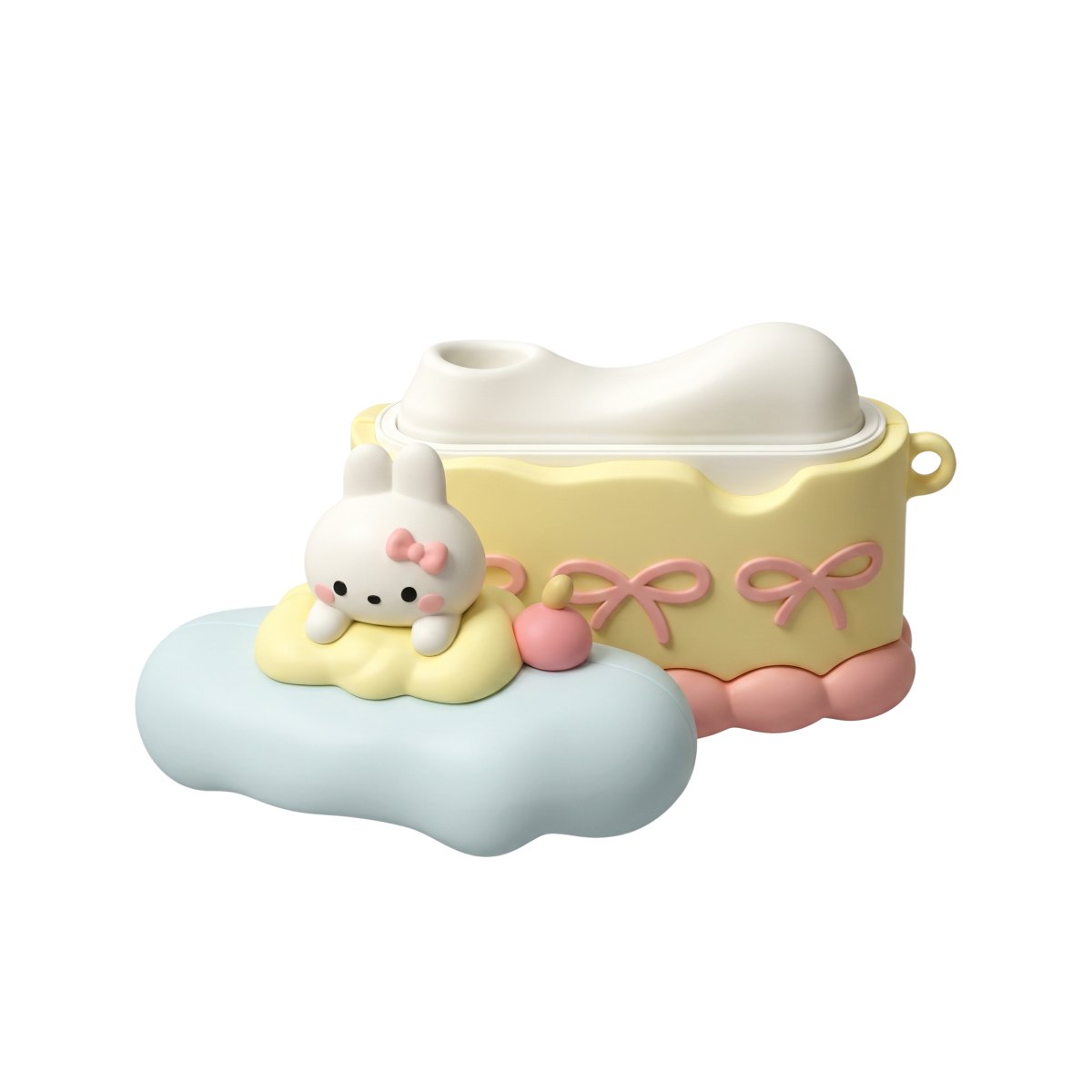 Cream bunny cake earbud-case clitoral suction vibrator, photo 1