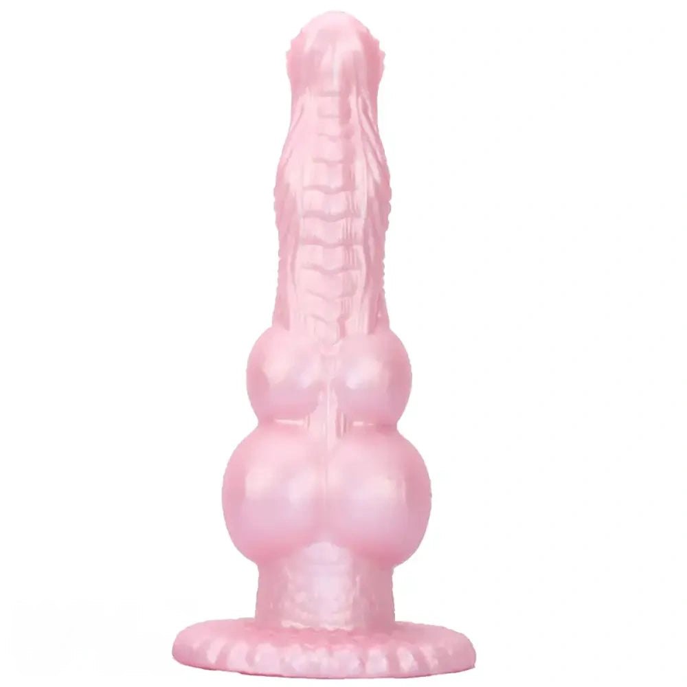 Pink silicone canine knot animal dildo, photo 1