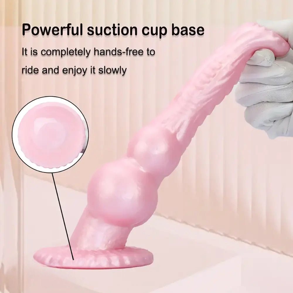 Pink silicone canine knot animal dildo, photo 10