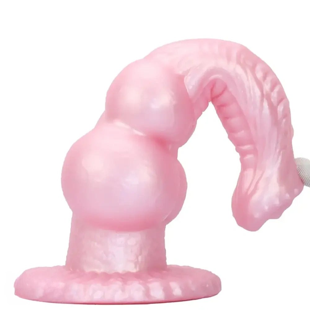 Pink silicone canine knot animal dildo, photo 12