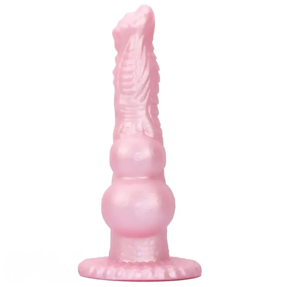 Pink silicone canine knot animal dildo, photo 2