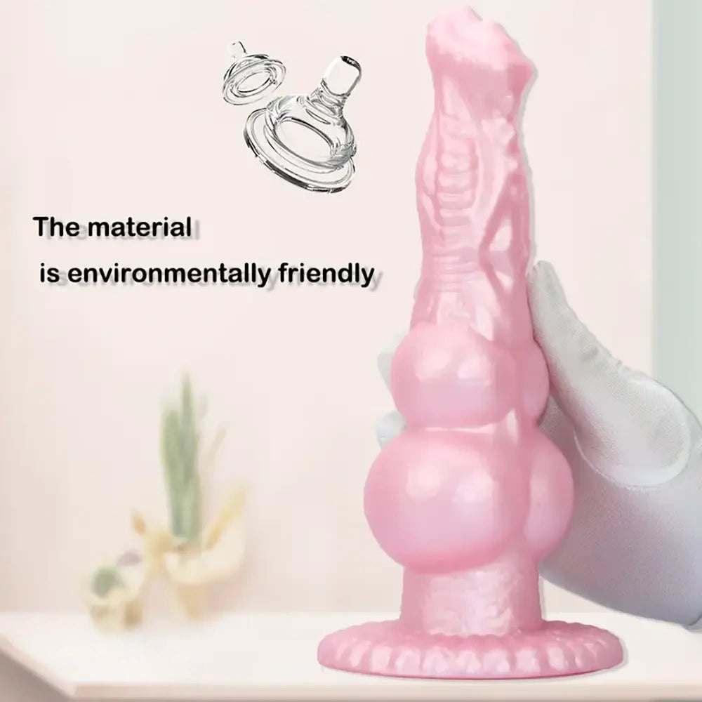 Pink silicone canine knot animal dildo, photo 4