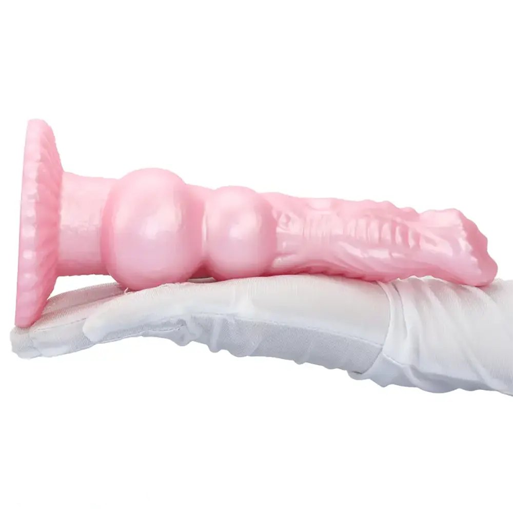 Pink silicone canine knot animal dildo, photo 5