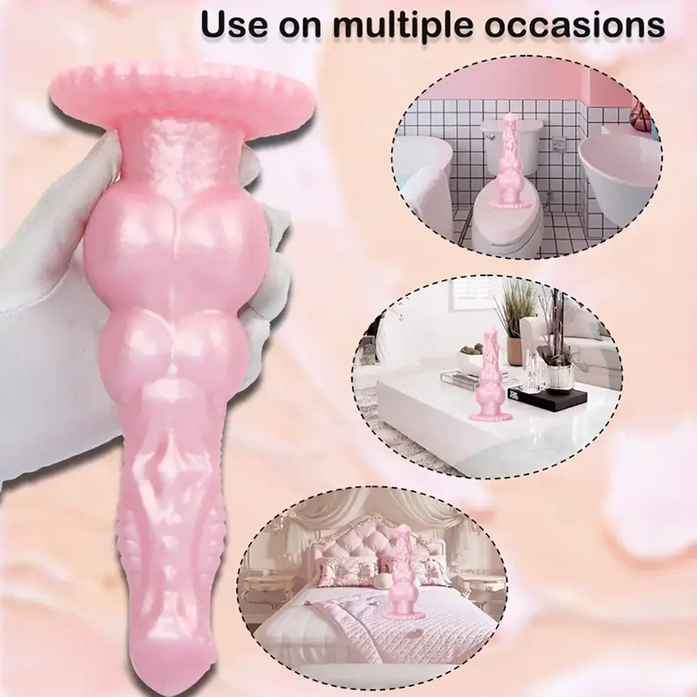 Pink silicone canine knot animal dildo, photo 6