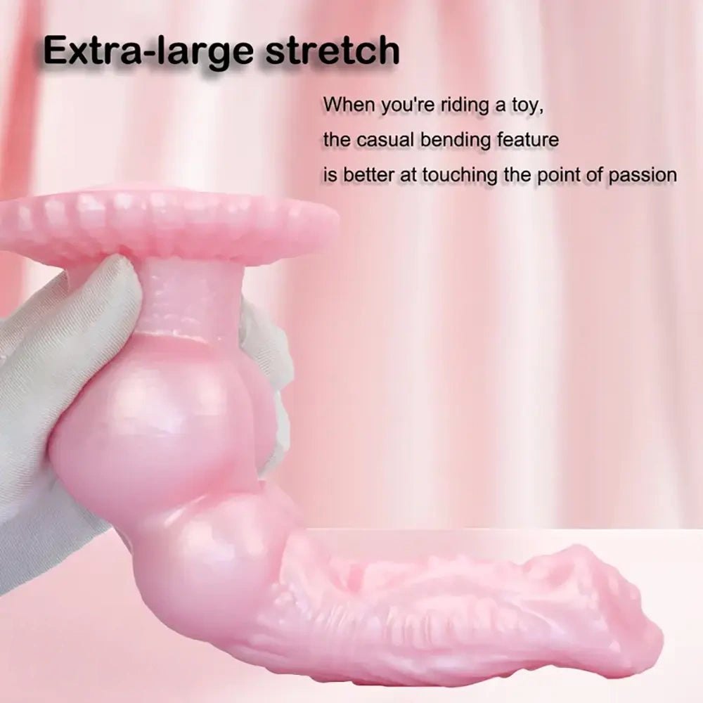 Pink silicone canine knot animal dildo, photo 7