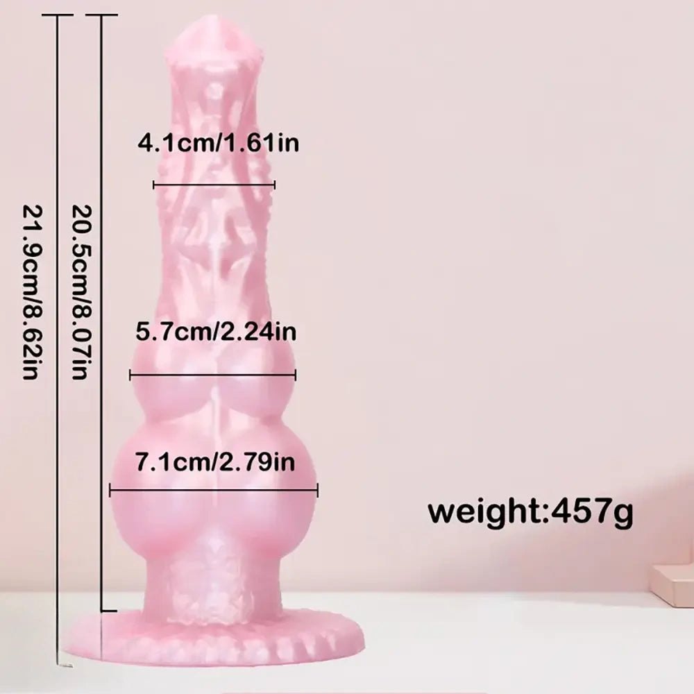 Pink silicone canine knot animal dildo, photo 9