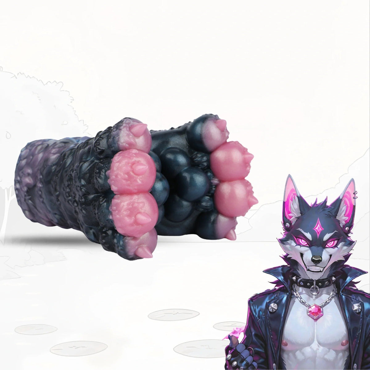 Midnight black canine paw masturbator with pink pads, photo 1