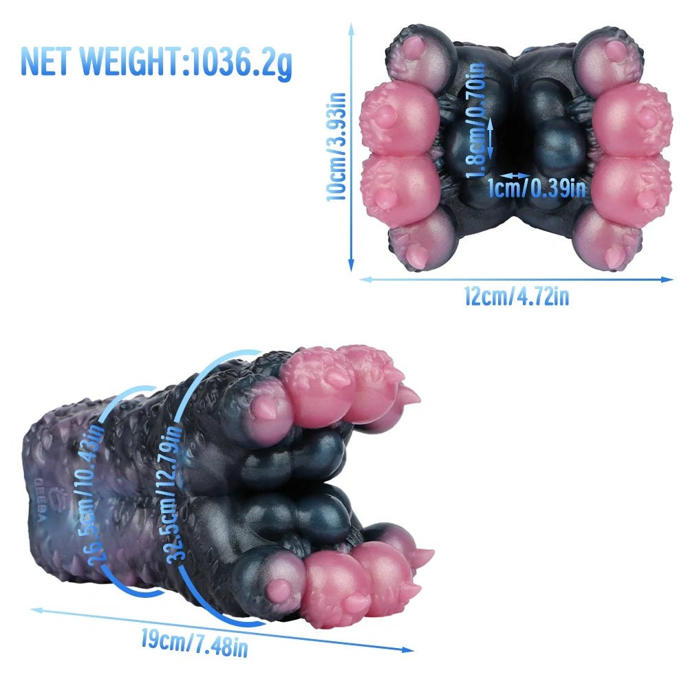 Midnight black canine paw masturbator with pink pads, photo 11