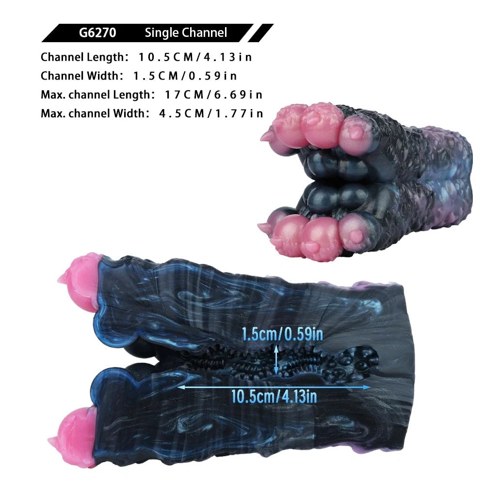 Midnight black canine paw masturbator with pink pads, photo 12