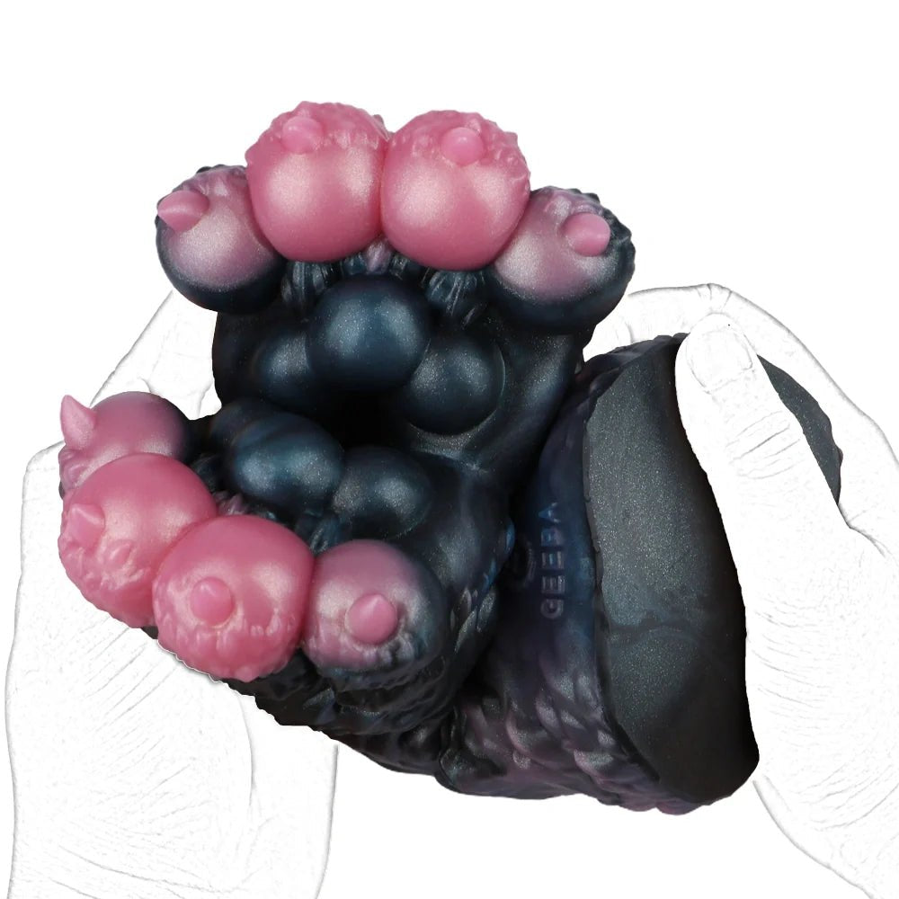 Midnight black canine paw masturbator with pink pads, photo 6