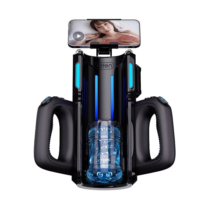 Black cannon king thrusting masturbation machine with phone mount