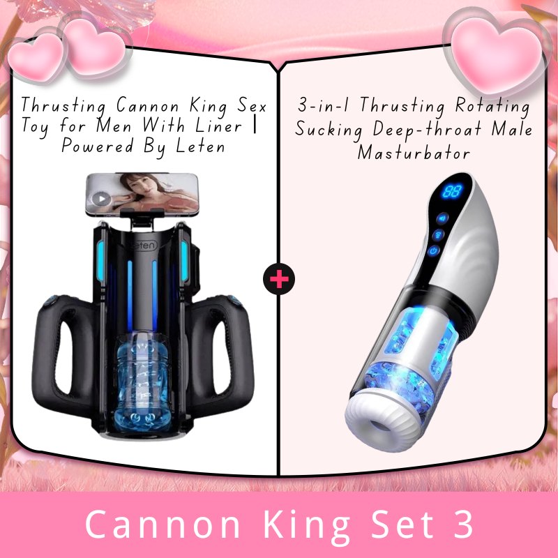 Cannon King Set 3 cannon king thrusting masturbation machine with phone mount