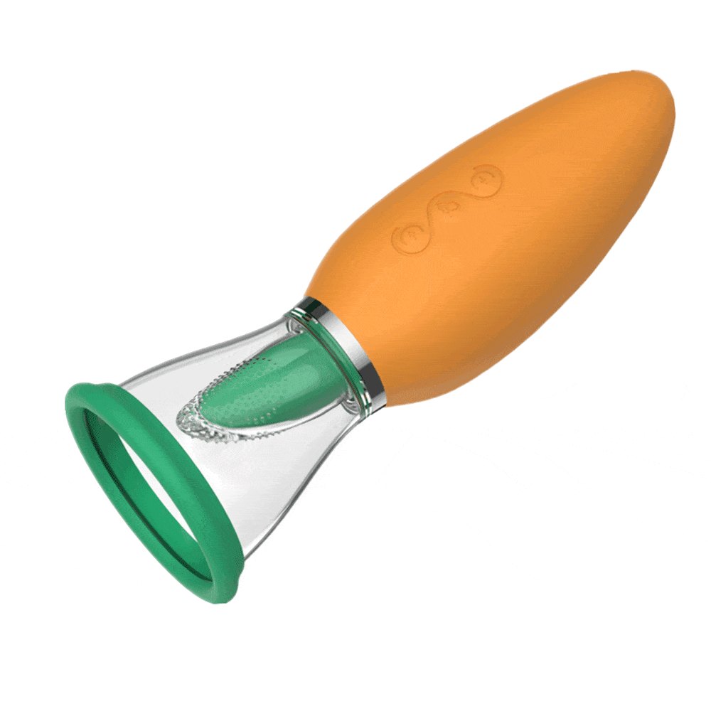 Orange and green carrot-shaped nipple sucker, photo 1