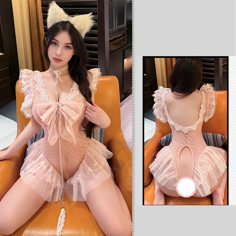 Cat ears open crotch mesh bodysuit, photo 8