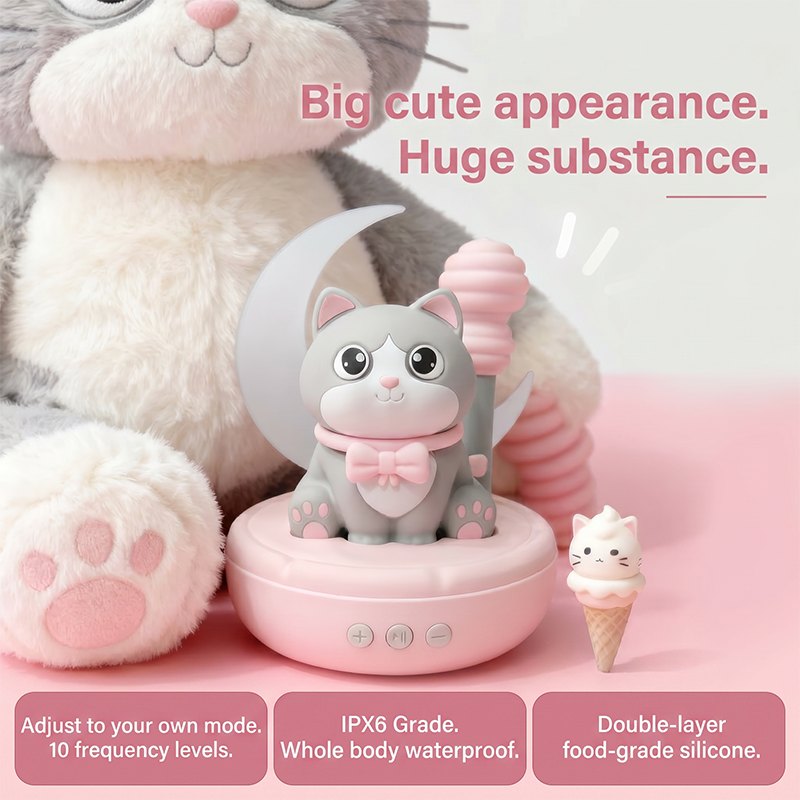 Grey cat shaped clitoral suction vibrator, photo 2