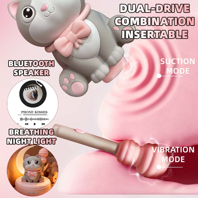 Grey cat shaped clitoral suction vibrator, photo 3