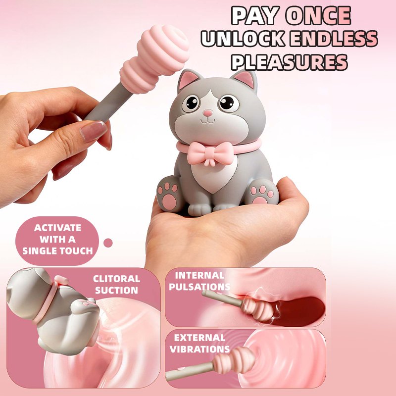 Grey cat shaped clitoral suction vibrator, photo 4