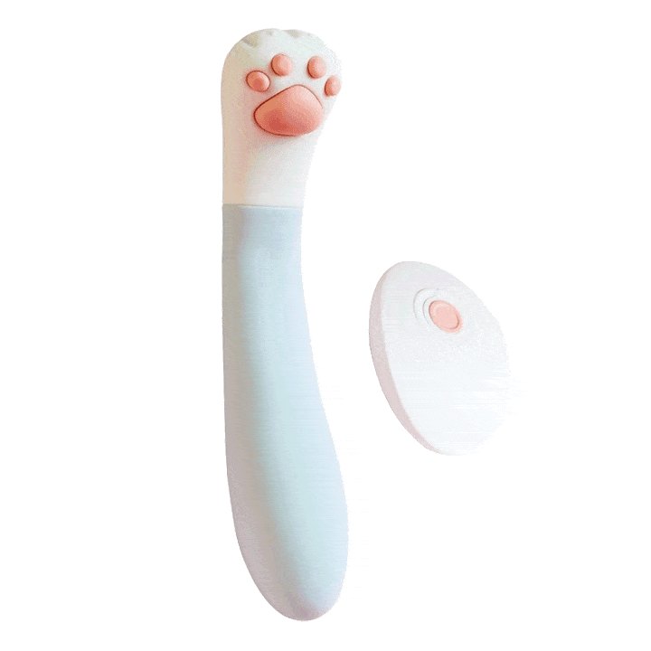 White and pink cat paw silicone g-spot vibrator, photo 1