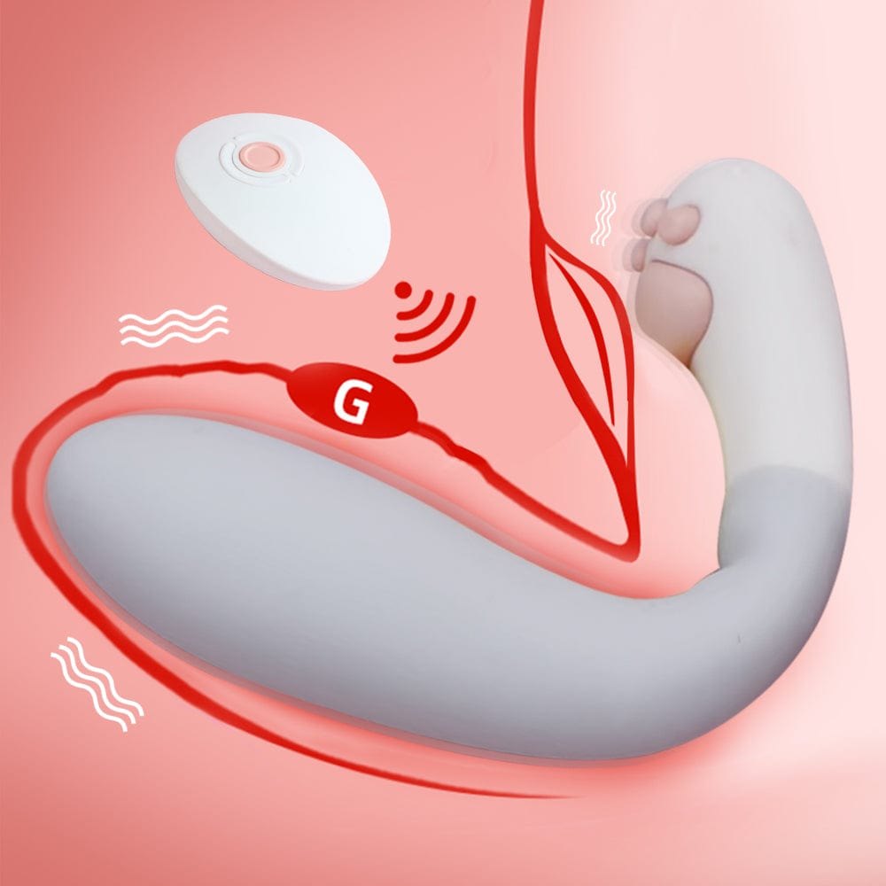 White and pink cat paw silicone g-spot vibrator, photo 3