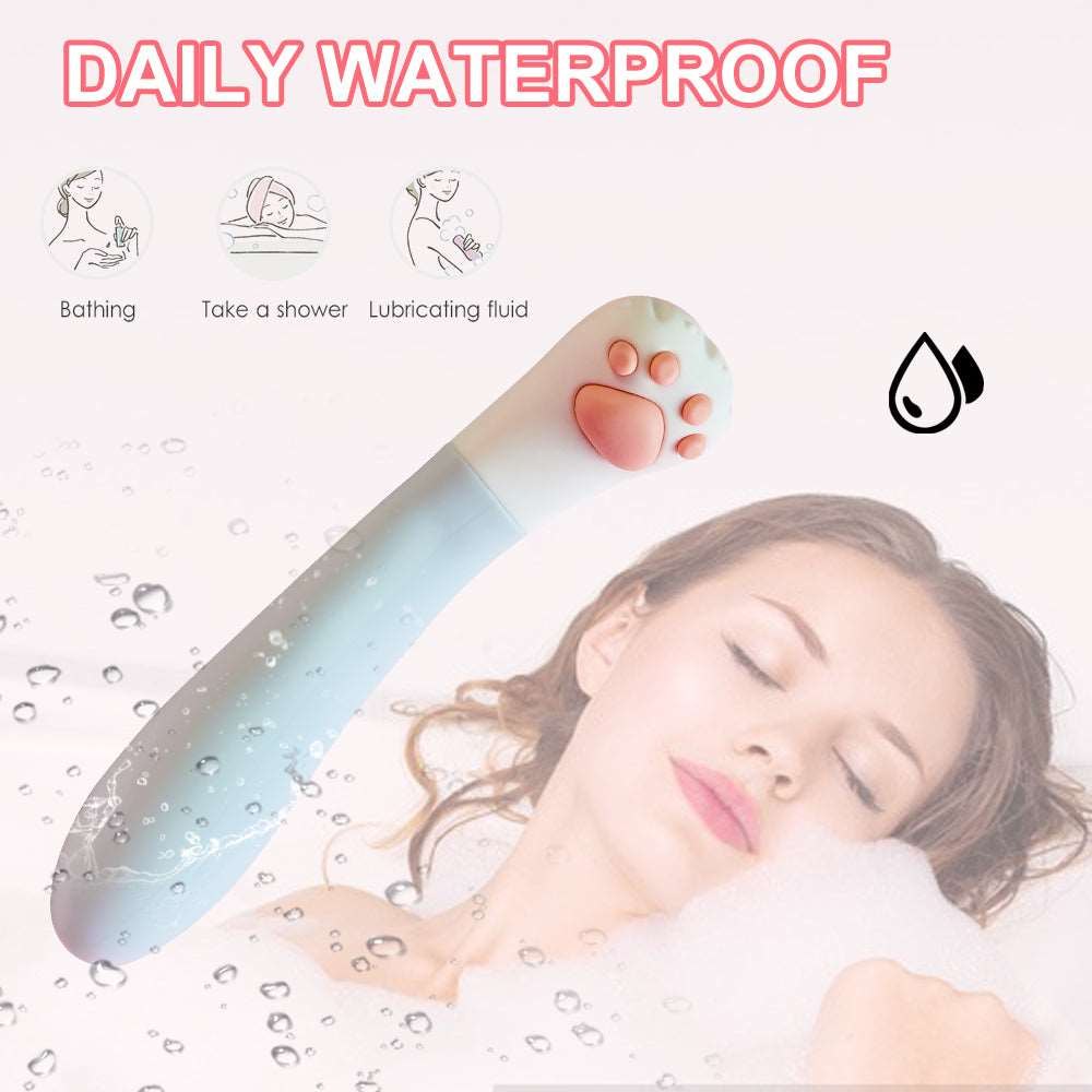 White and pink cat paw silicone g-spot vibrator, photo 5