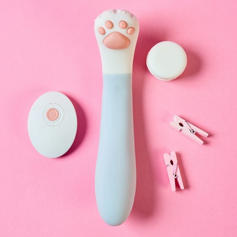 White and pink cat paw silicone g-spot vibrator, photo 6