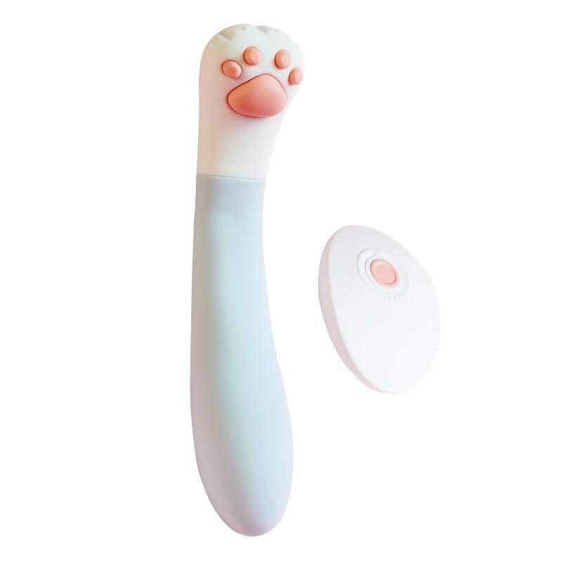 White and pink cat paw silicone g-spot vibrator, photo 7