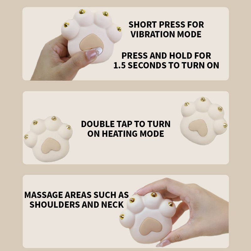 Khaki cat paw heating vibrating massager, photo 2