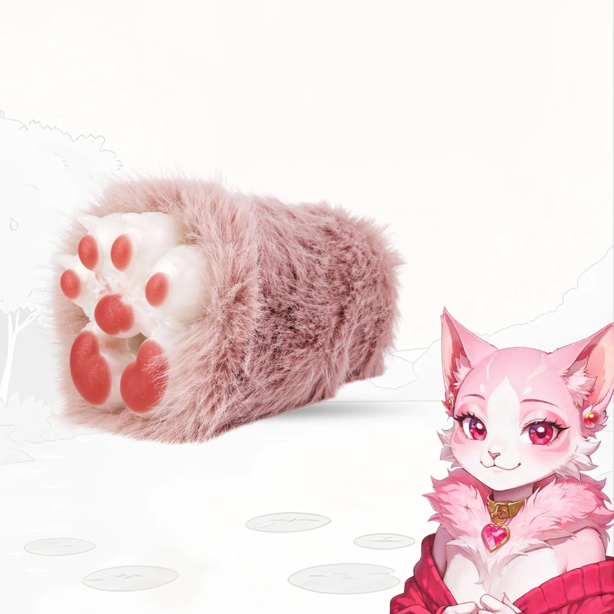 Rose mauve fur cat paw masturbator, photo 1