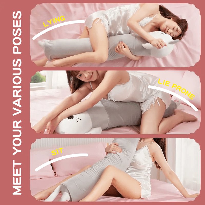 White and gray cat plush thrusting pillow, photo 4