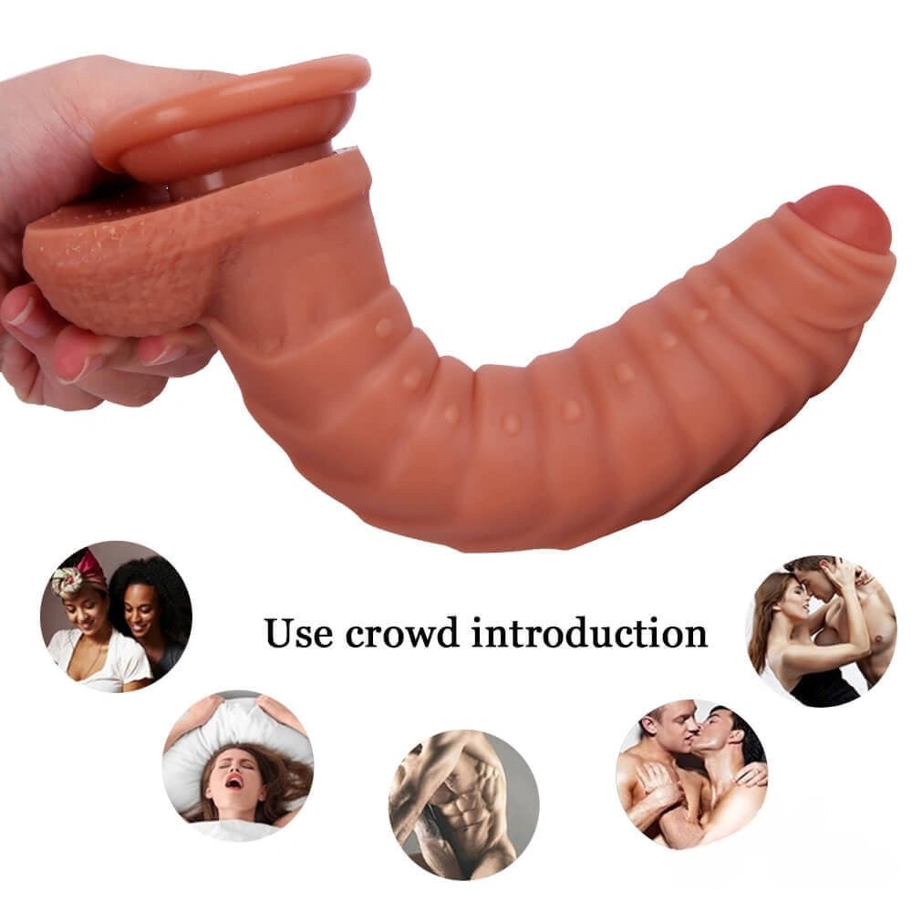 Ribbed caterpillar-texture fantasy dildo, photo 10