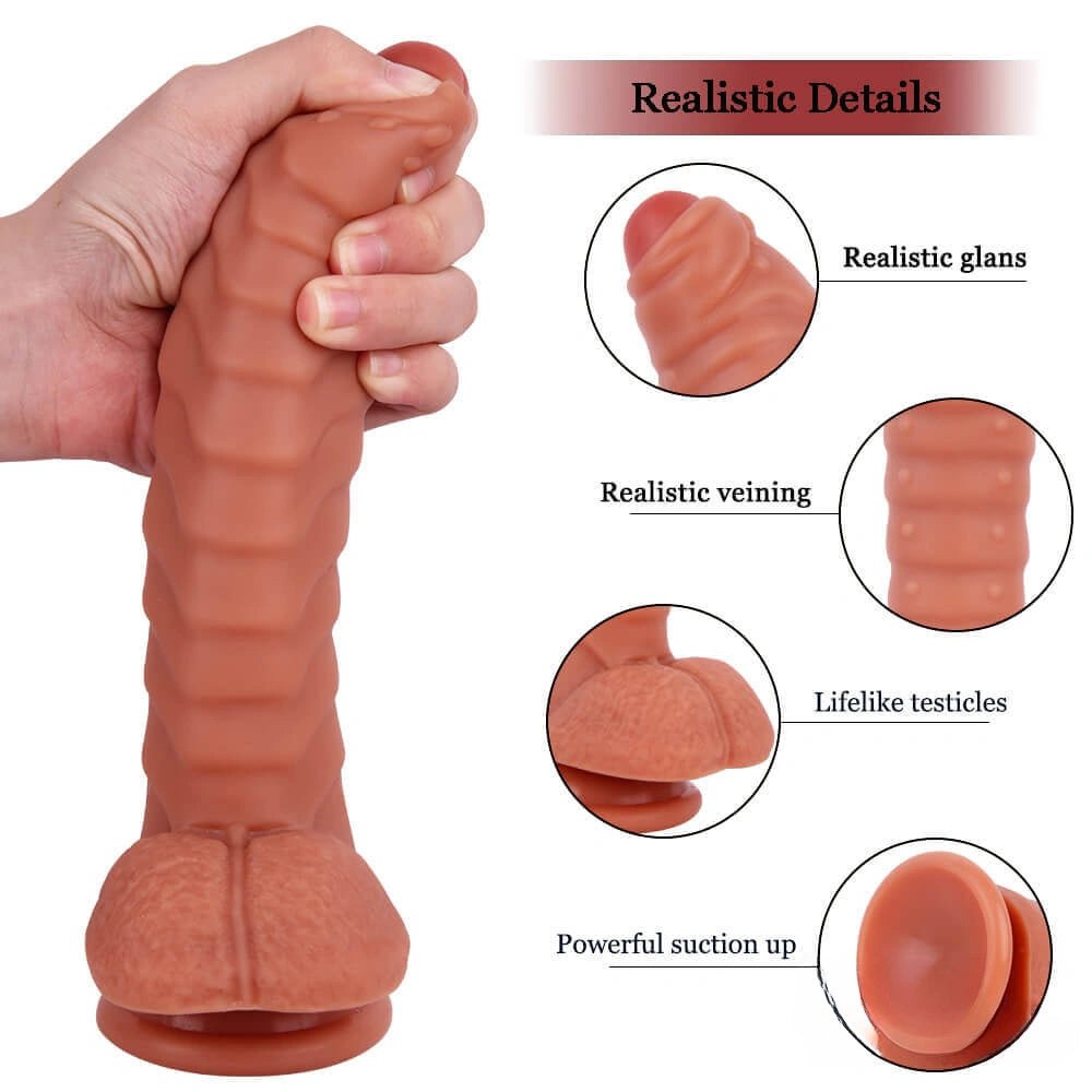 Ribbed caterpillar-texture fantasy dildo, photo 11