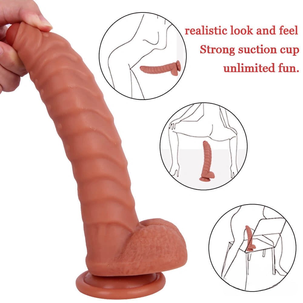 Ribbed caterpillar-texture fantasy dildo, photo 8