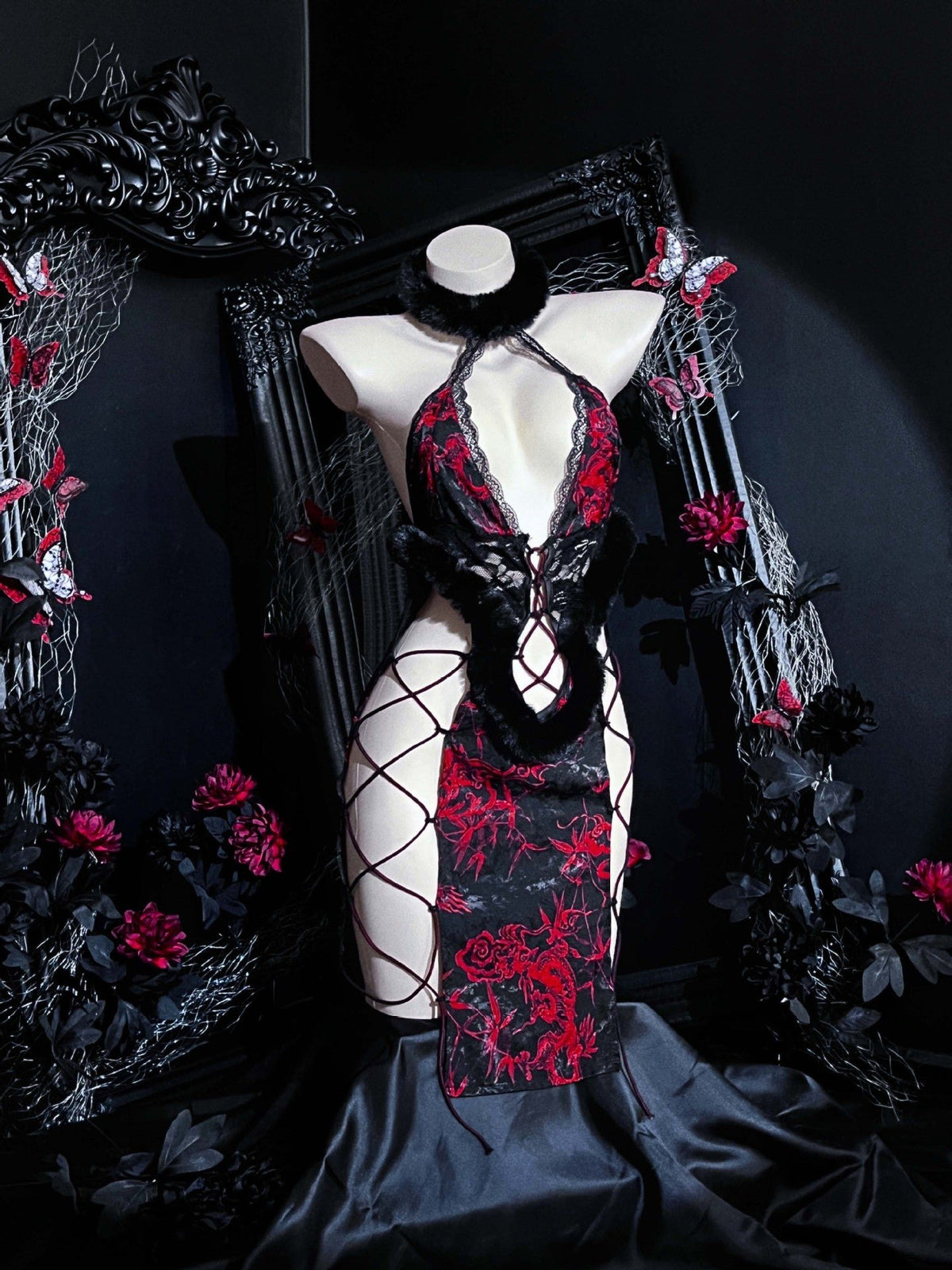 Cheongsam halter flame embroidery bodysuit, photo 4