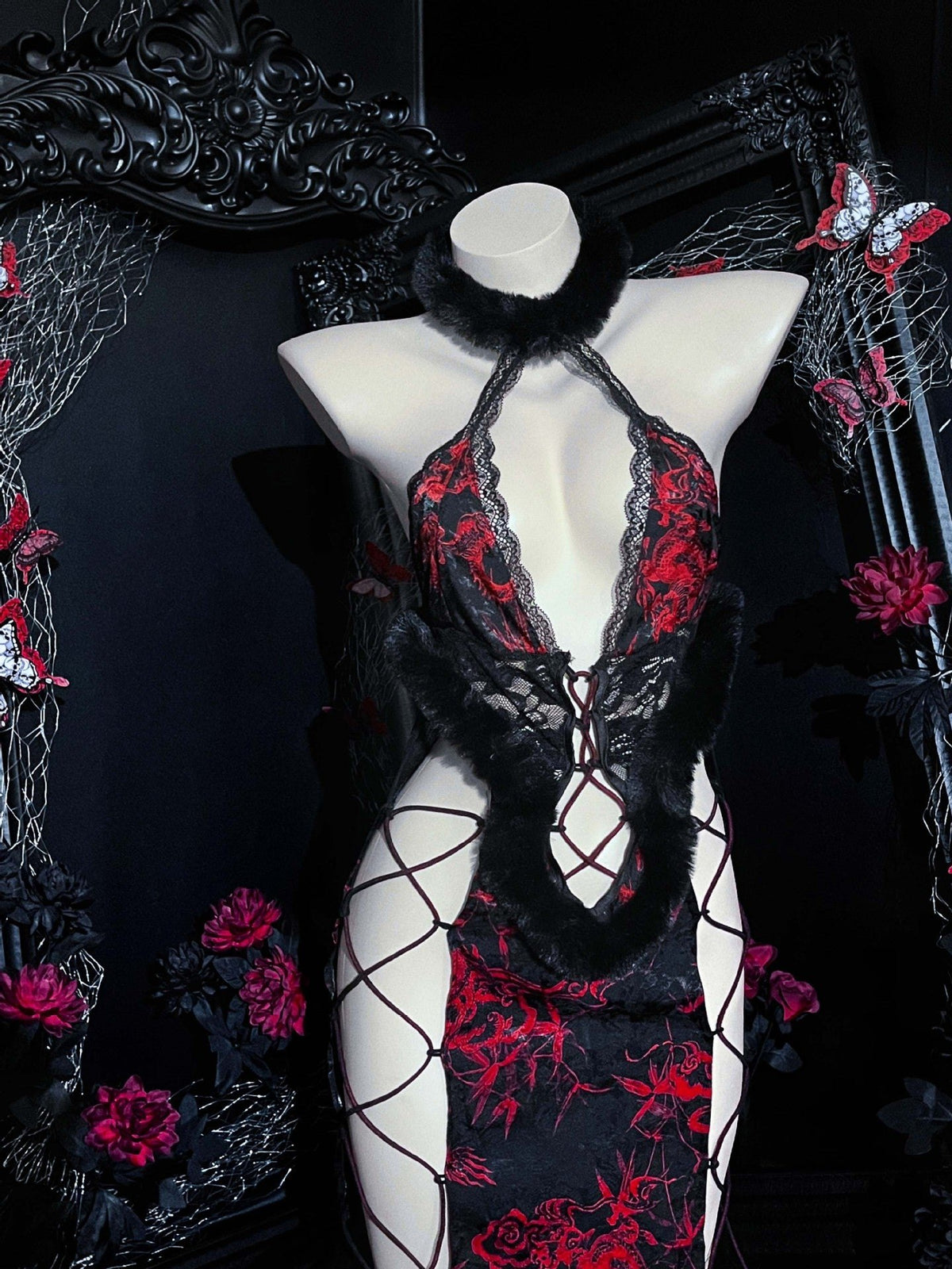 Cheongsam halter flame embroidery bodysuit, photo 5