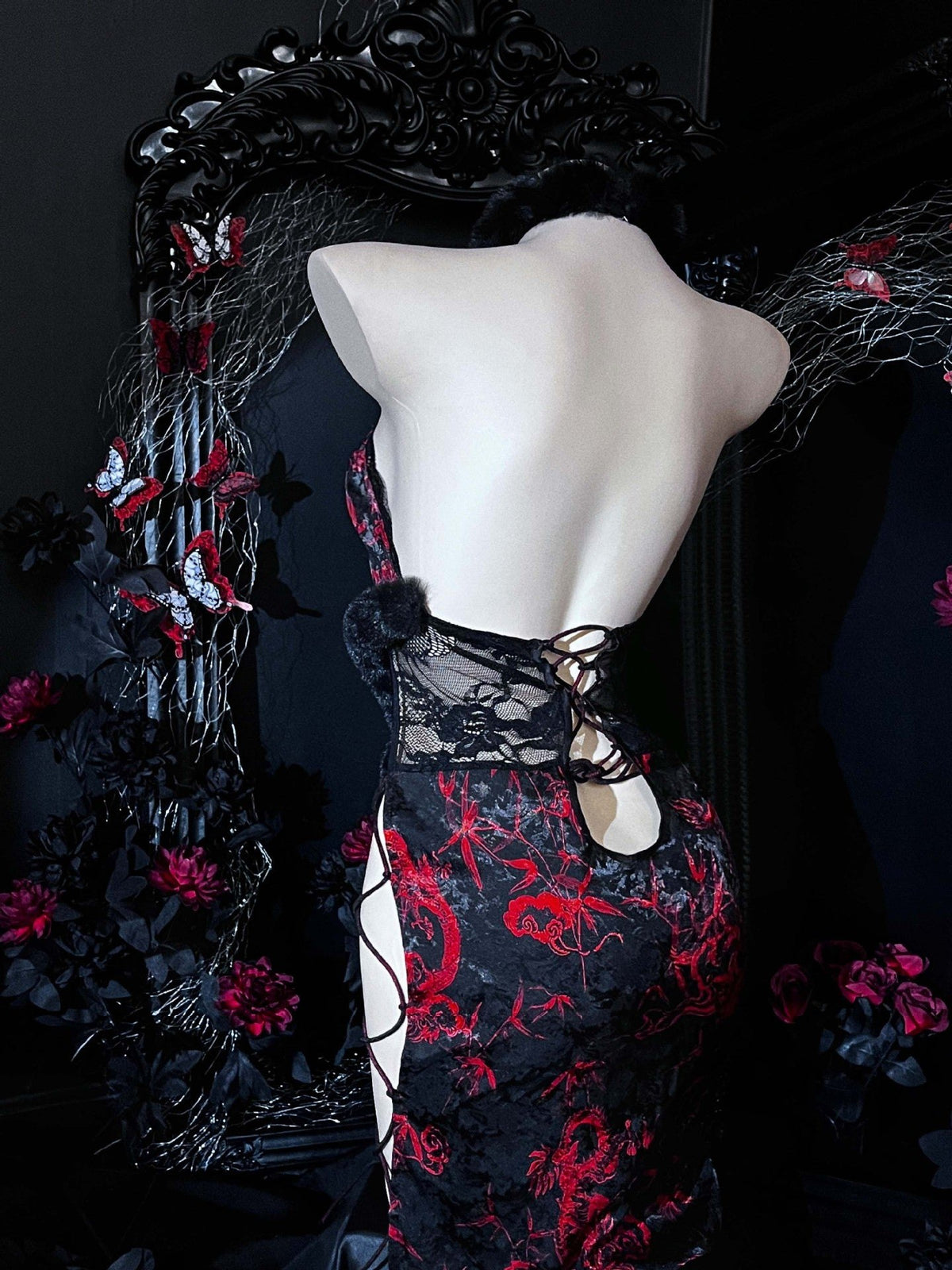 Cheongsam halter flame embroidery bodysuit, photo 6