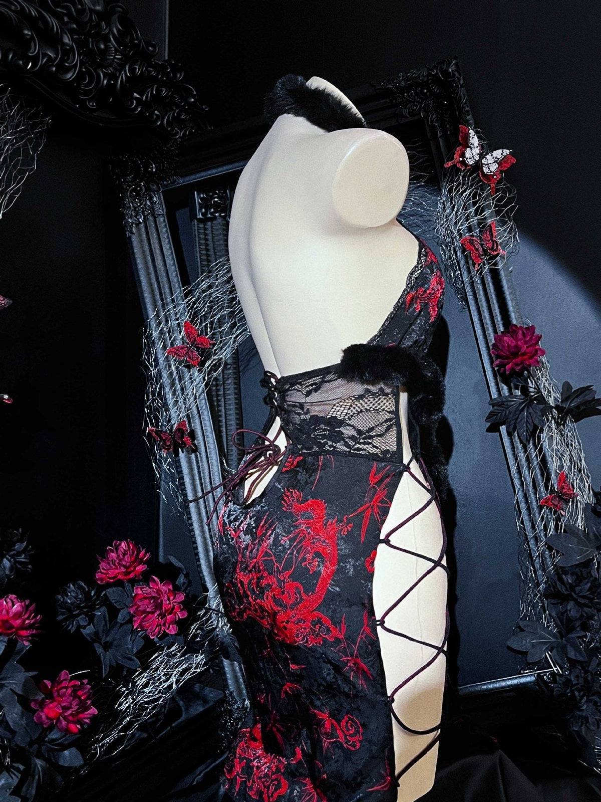 Cheongsam halter flame embroidery bodysuit, photo 8