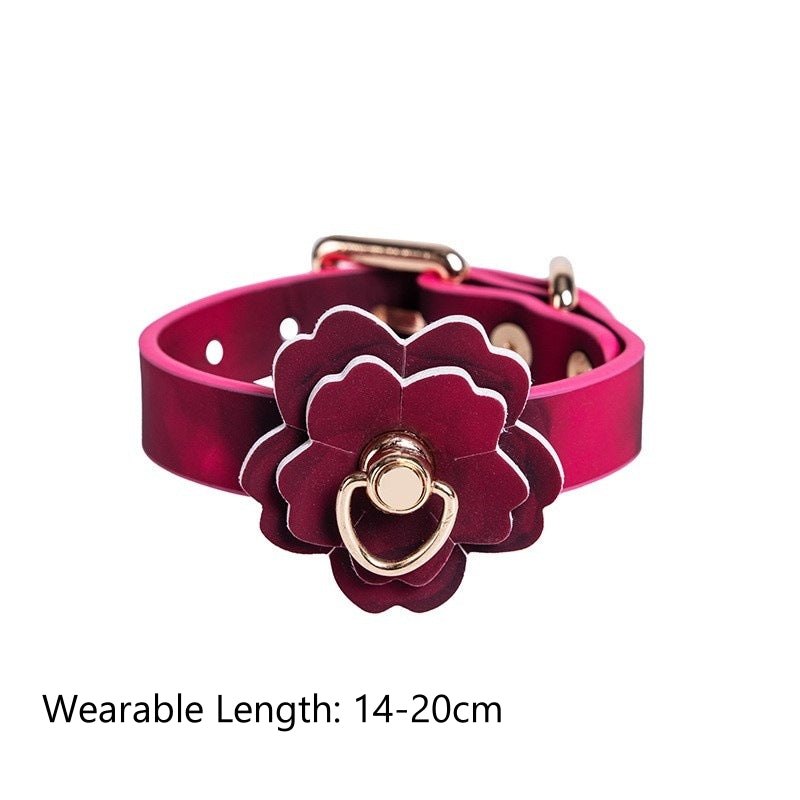 Pink cherry blossom bondage cuffs with chain, photo 1