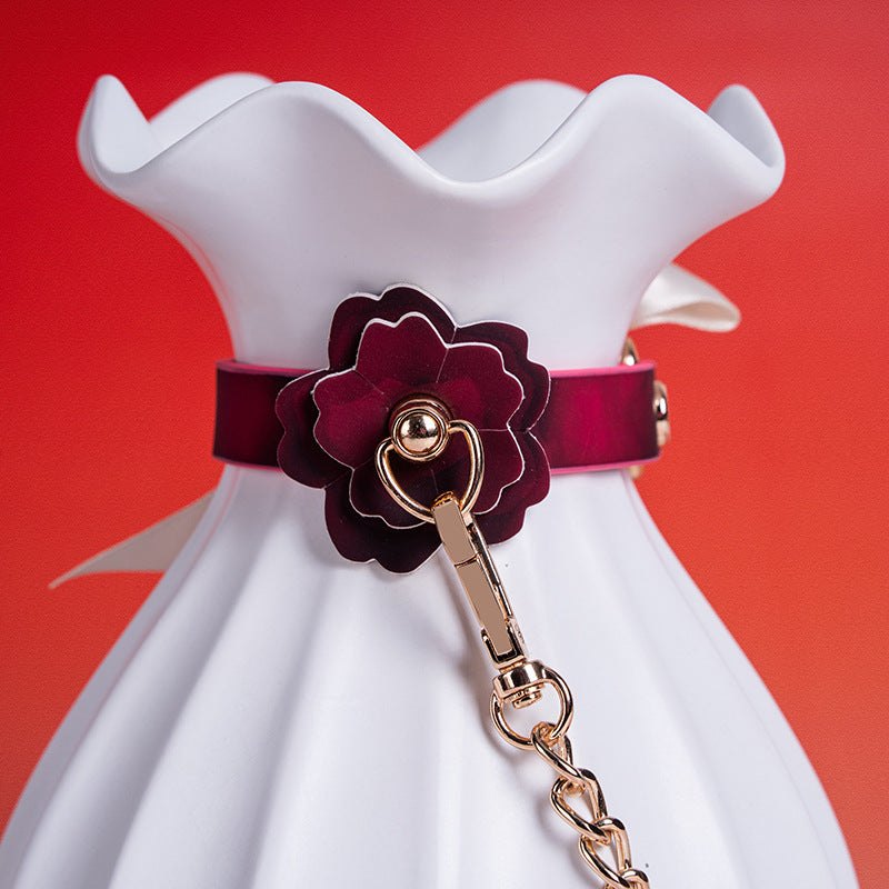 Pink cherry blossom bondage cuffs with chain, photo 7