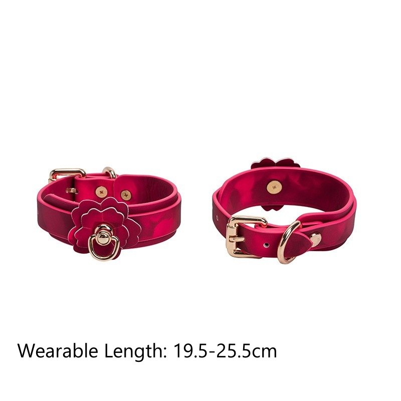 Pink cherry blossom bondage cuffs with chain, photo 9
