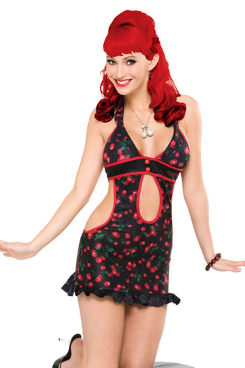 Cherry print cutout halter chemise, photo 3