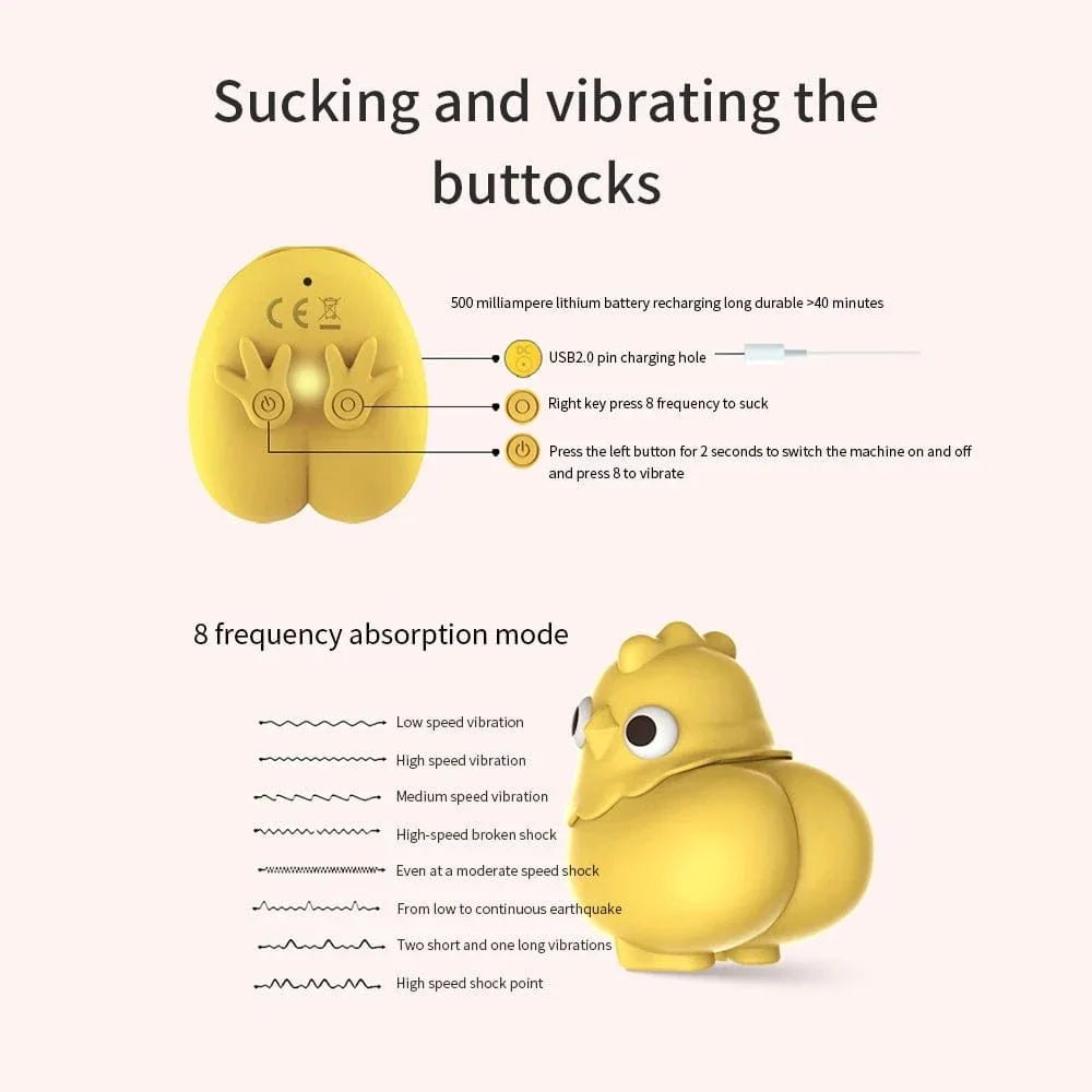 Yellow chicken shaped suction vibrator, photo 4